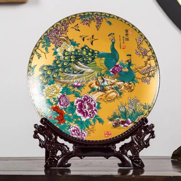 Vintage Imperial Jingdezhen Porcelain Lady Silkworm - Hard  China Jingdezhen Ceramic Plate